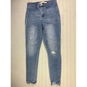 Tinseltown Size 3 Womens Jeans Skinny Distress Raw Hem Mid Rise Stretch